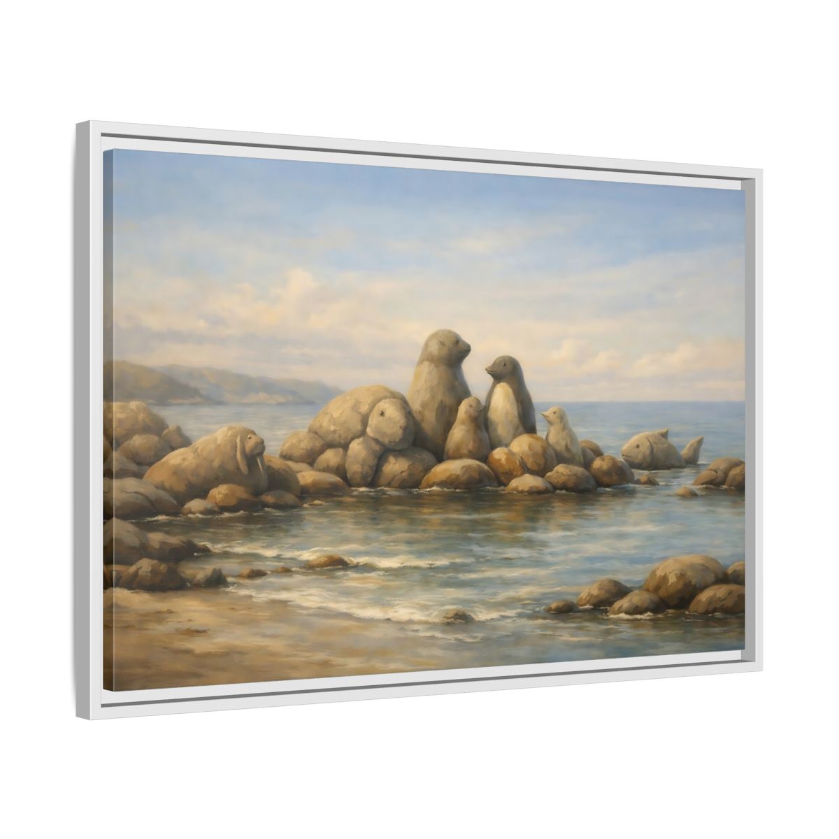 Side Mockup 10. Animals Sea Animals Coastal Animals shown as stretched canvas wall art