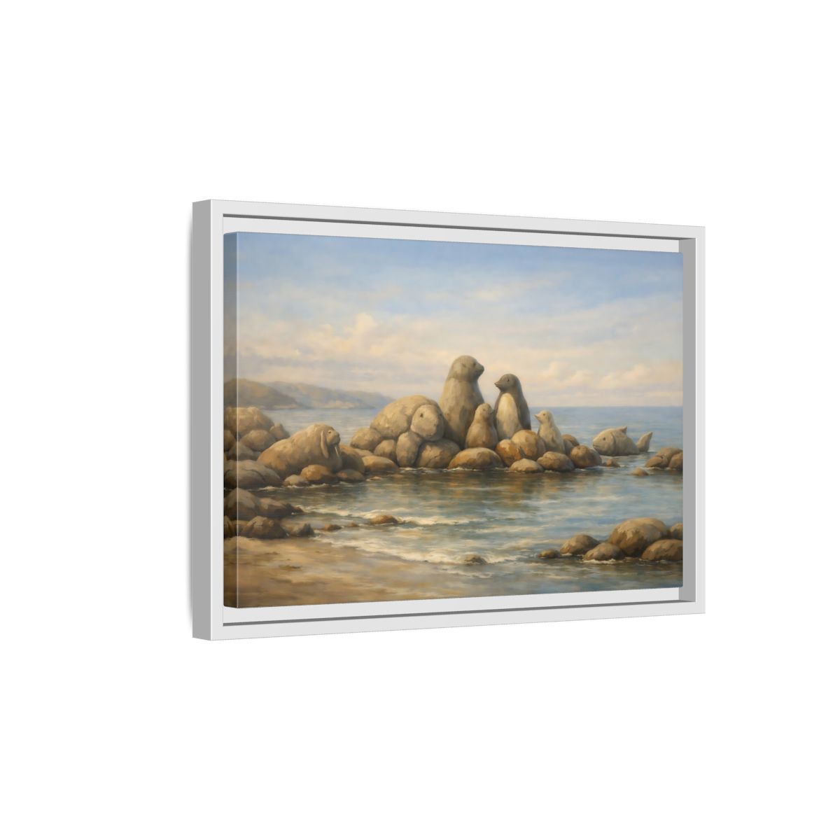 Side Mockup 4. Animals Sea Animals Coastal Animals shown as stretched canvas wall art
