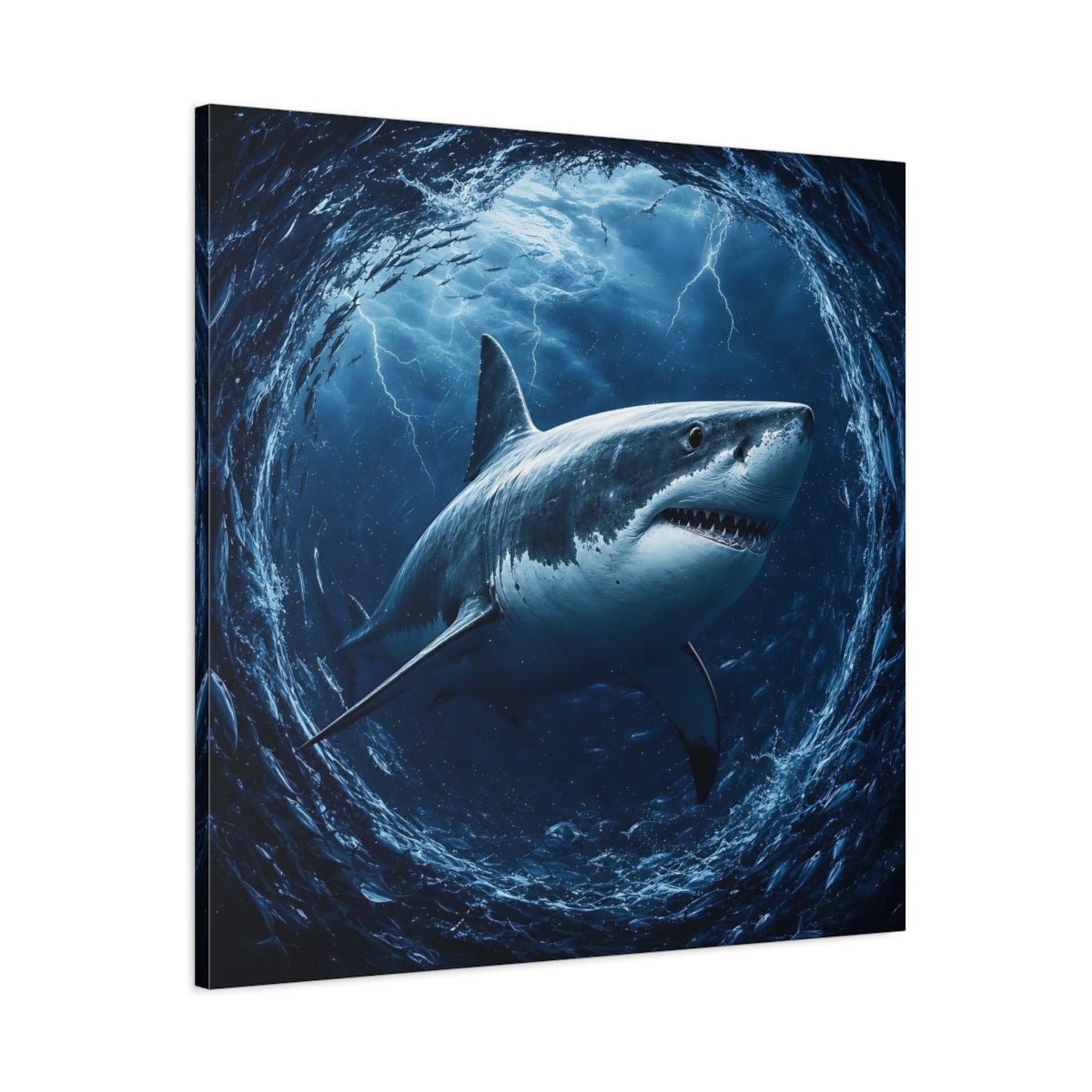 Animals Shark Blue Canvas Print Wall Art – Living Room Decor, Above Couch - YesArtYes