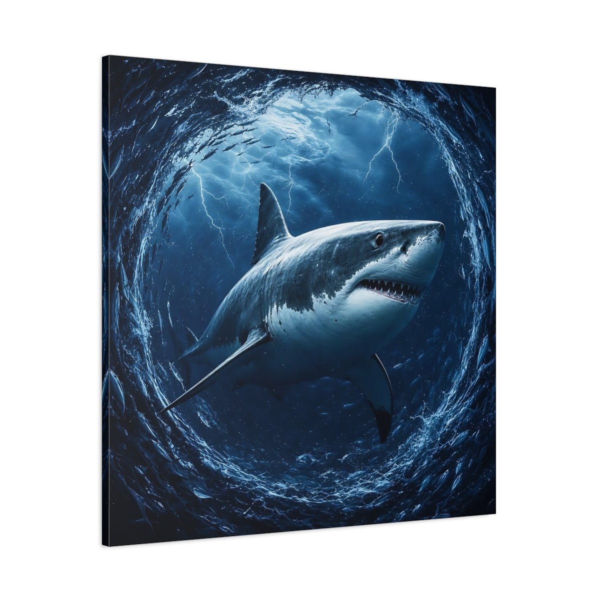 Animals Shark Blue Canvas Print Wall Art – Living Room Decor, Above Couch - YesArtYes