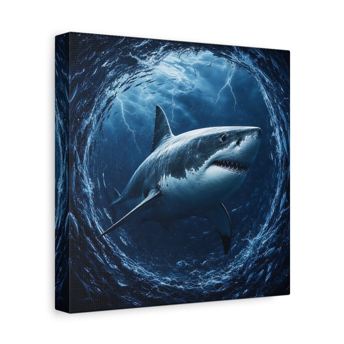 Animals Shark Blue Canvas Print Wall Art – Living Room Decor, Above Couch - YesArtYes