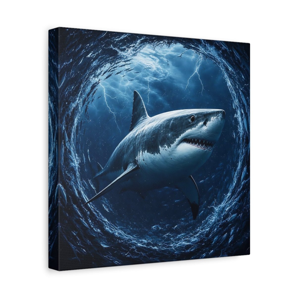 Animals Shark Blue Canvas Print Wall Art – Living Room Decor, Above Couch - YesArtYes