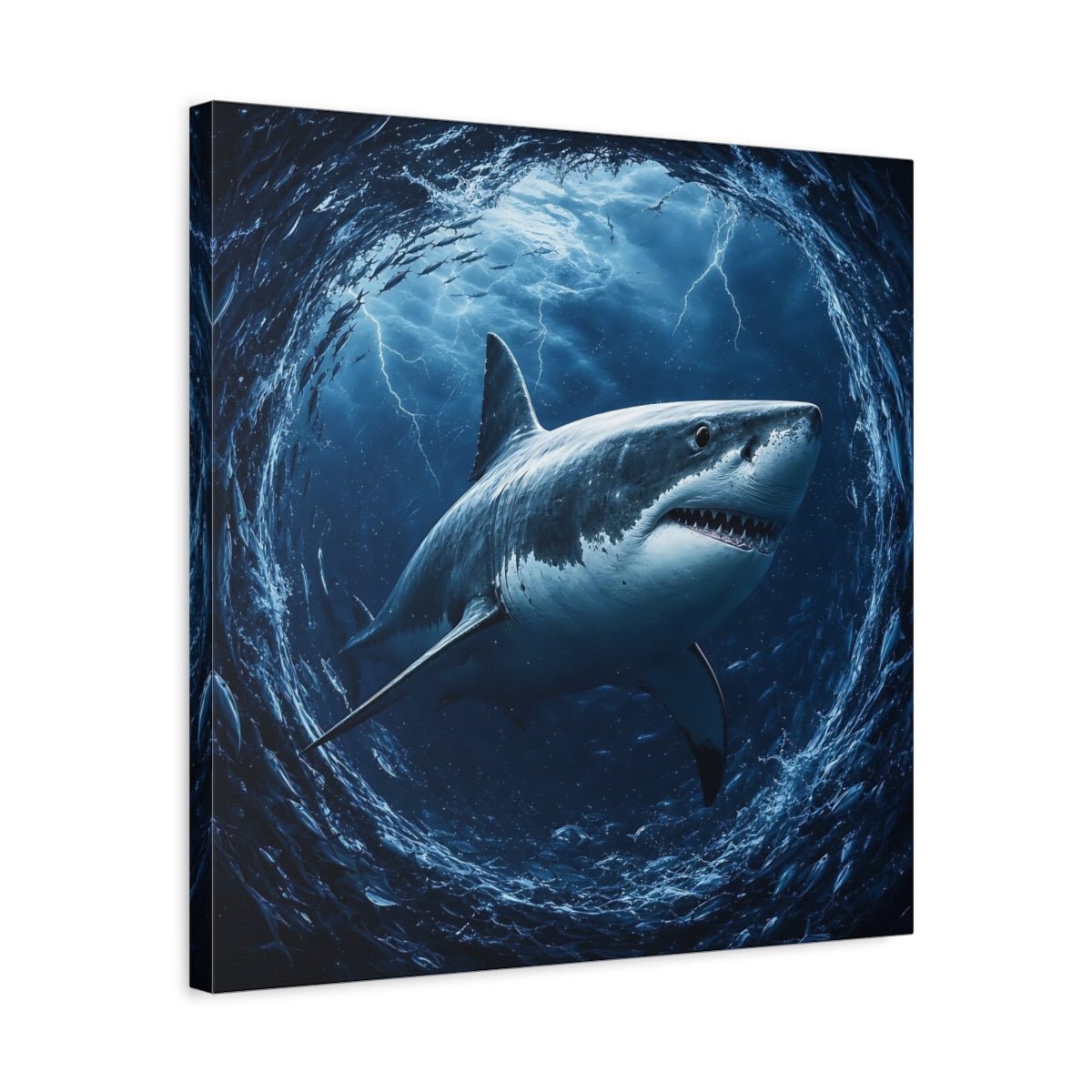 Animals Shark Blue Canvas Print Wall Art – Living Room Decor, Above Couch - YesArtYes