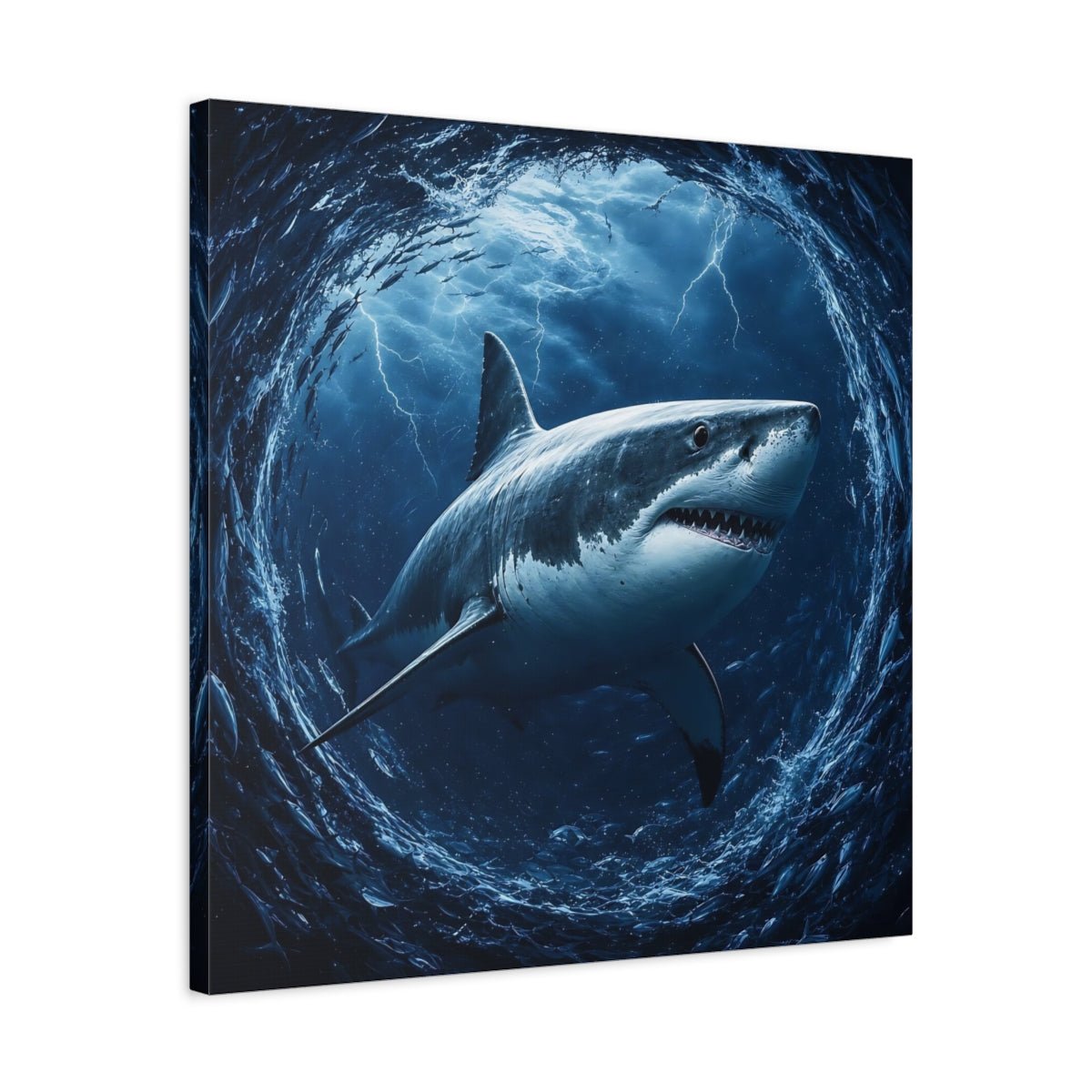 Animals Shark Blue Canvas Print Wall Art – Living Room Decor, Above Couch - YesArtYes