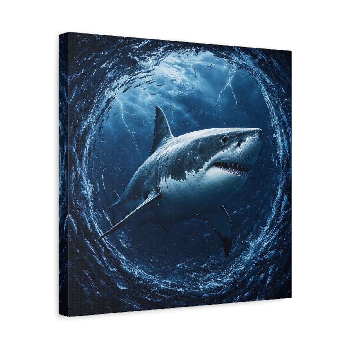 Animals Shark Blue Canvas Print Wall Art – Living Room Decor, Above Couch - YesArtYes