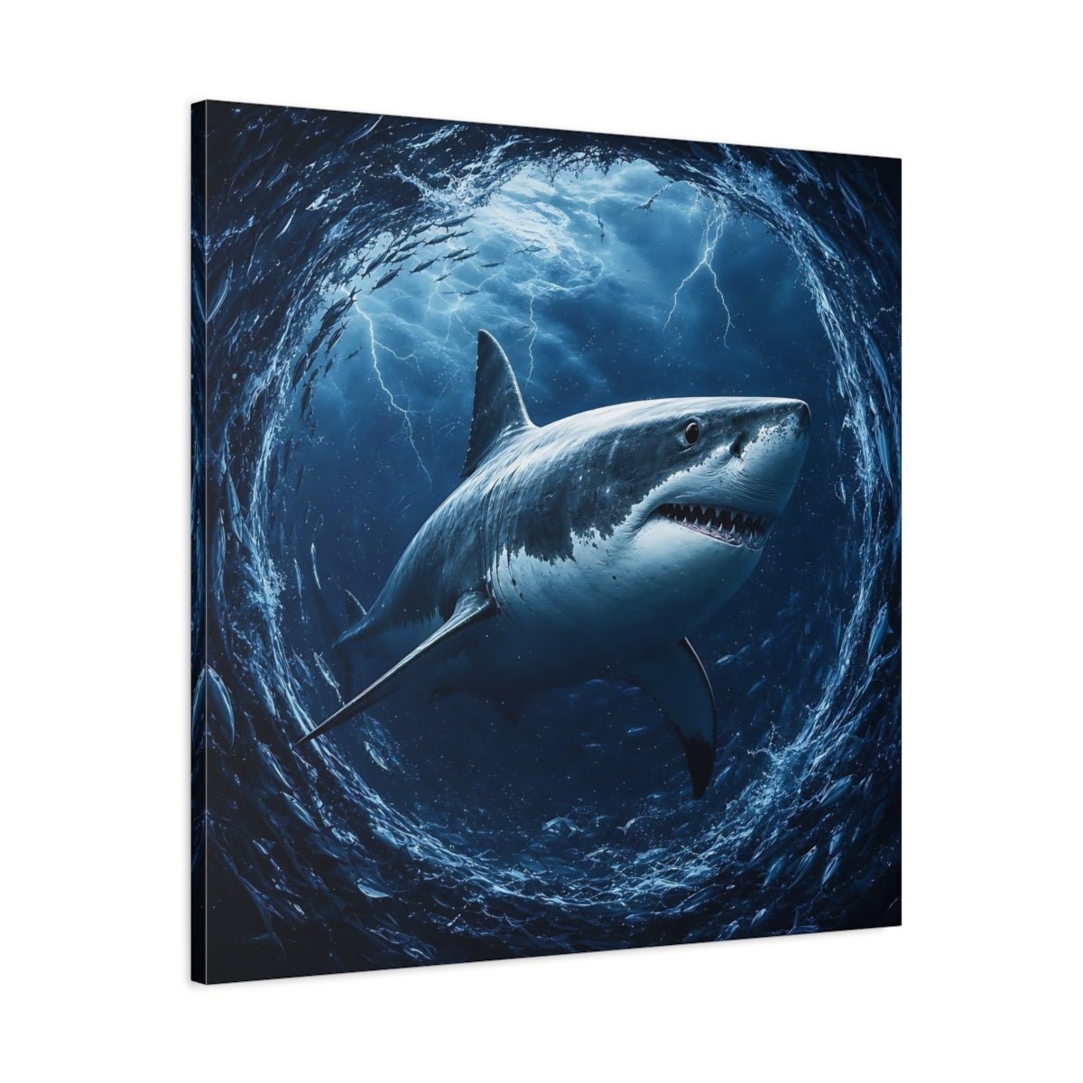 Animals Shark Blue Canvas Print Wall Art – Living Room Decor, Above Couch - YesArtYes