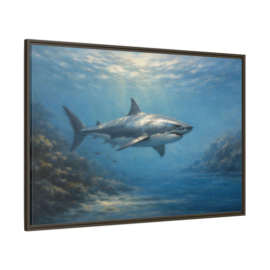 Main Mockup. Animals Shark Blue Shark shown as stretched canvas wall art