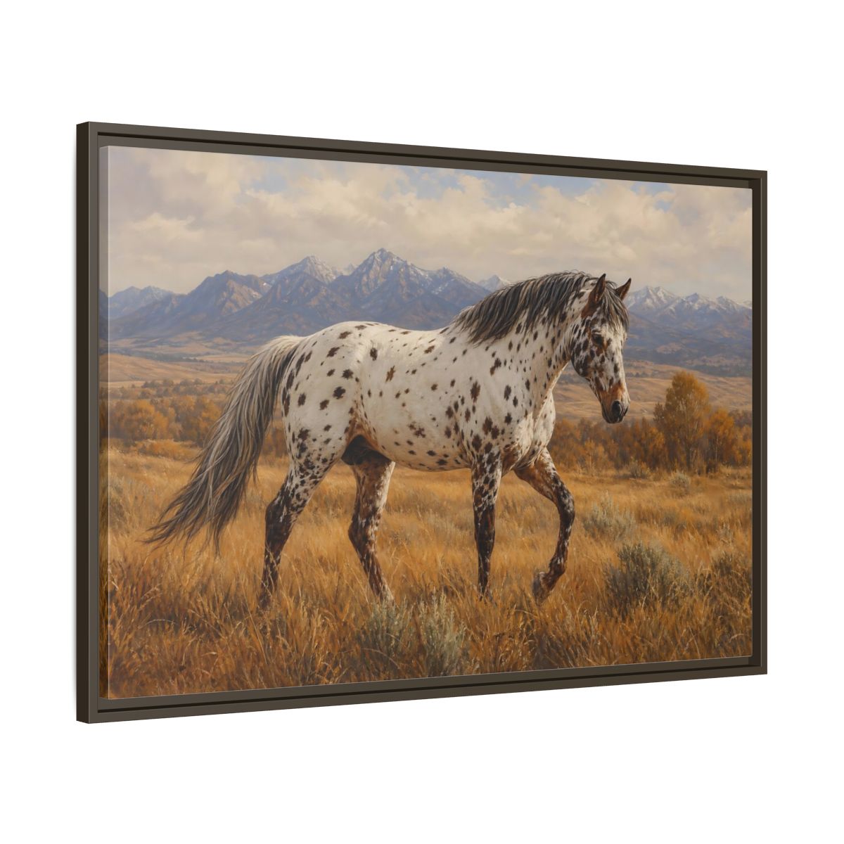 Main Mockup. Animals Spotted Horse Brown Spotted Horse shown as stretched canvas wall art