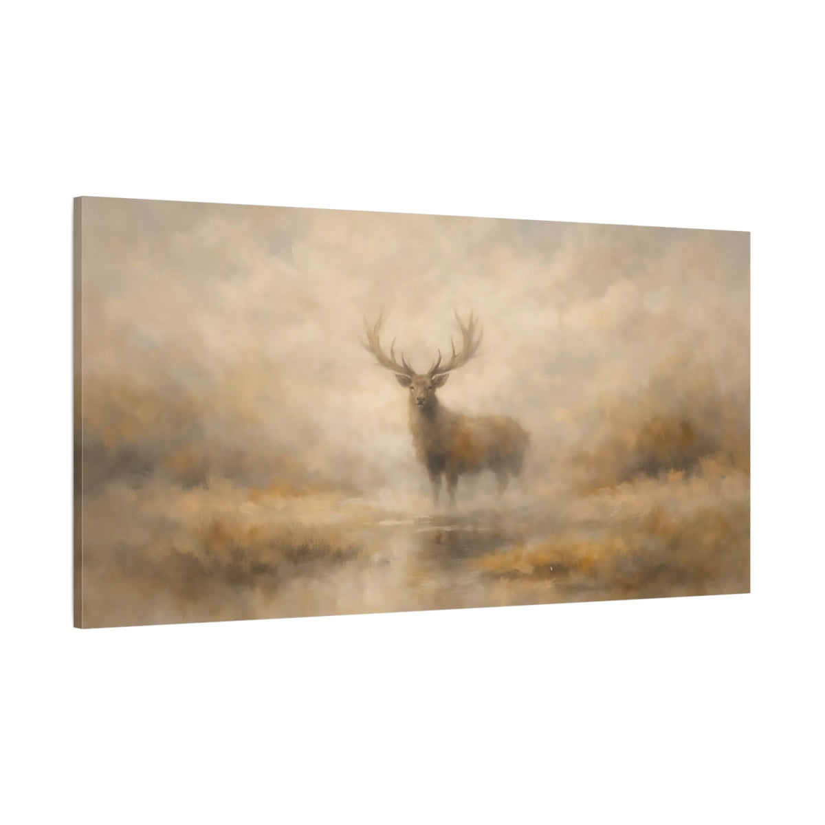 Main Mockup. Animals Stag Brown And Cream shown as stretched canvas wall art