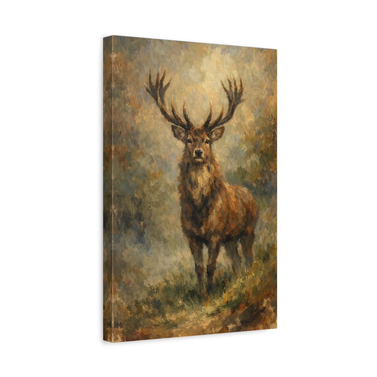 Side Mockup 4. Animals Stag Stag Brown shown as stretched canvas wall art