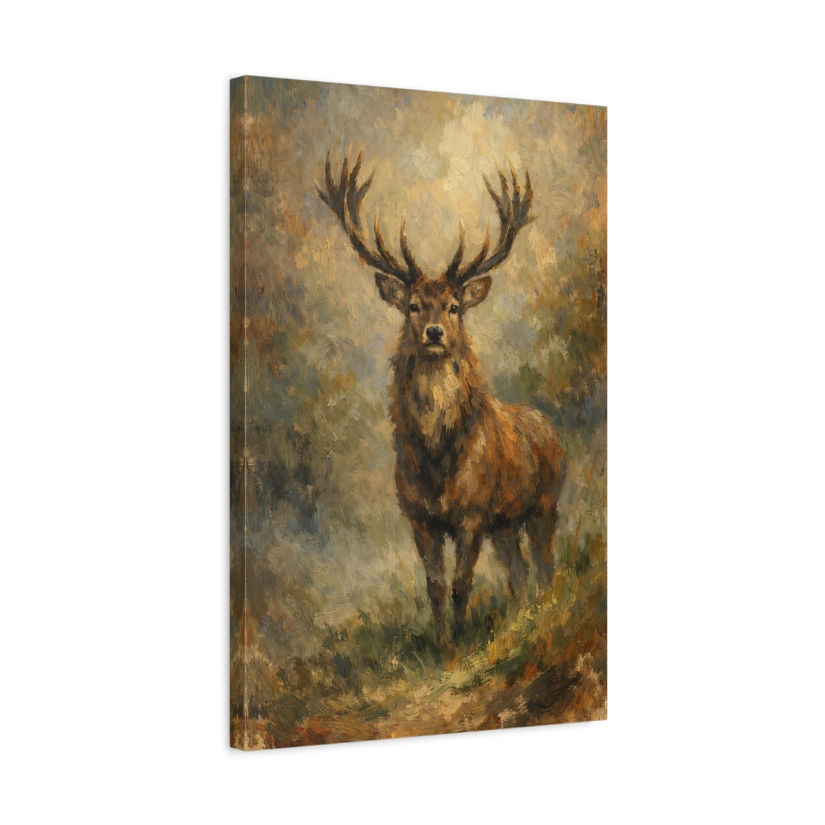 Side Mockup 3. Animals Stag Stag Brown shown as stretched canvas wall art