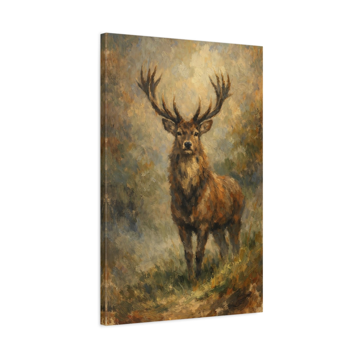 Side Mockup 2. Animals Stag Stag Brown shown as stretched canvas wall art