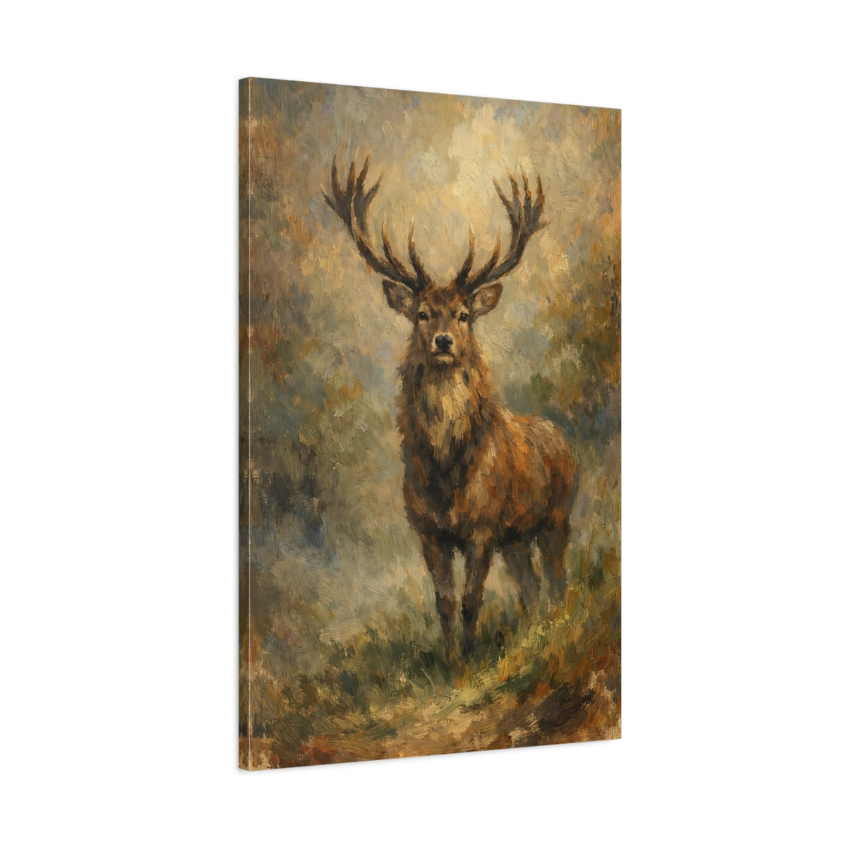 Side Mockup 1. Animals Stag Stag Brown shown as stretched canvas wall art