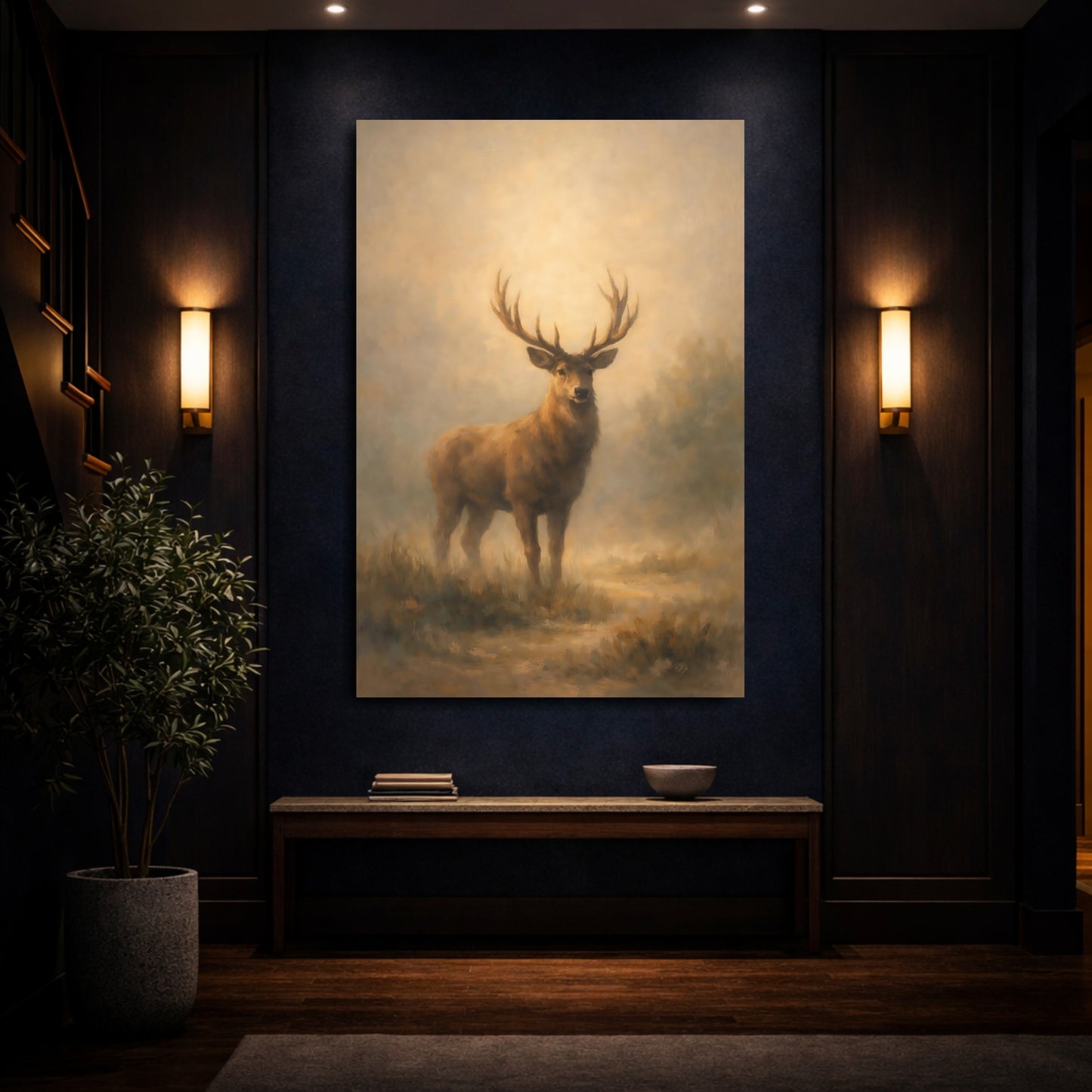 Mockup 3. Animals Stag Brown Stag shown as stretched canvas wall art