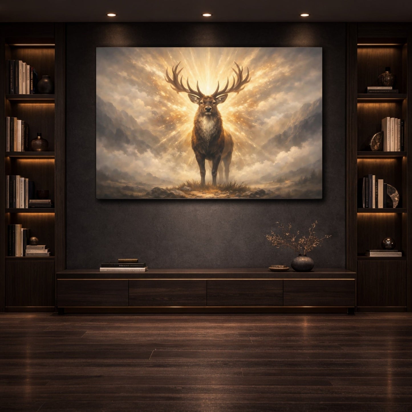 Animals Stag Golden - Canvas Wall Art Print - YesArtYes