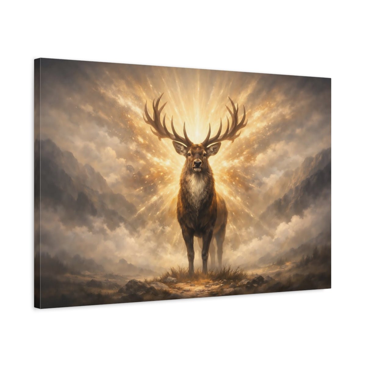 Animals Stag Golden - Canvas Wall Art Print - YesArtYes
