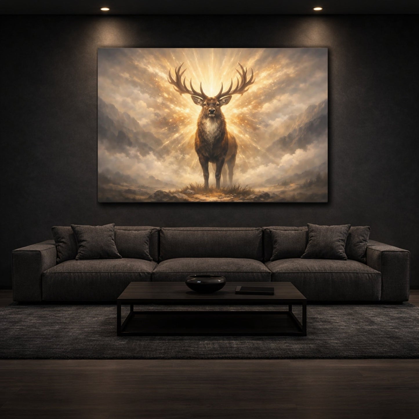 Animals Stag Golden - Canvas Wall Art Print - YesArtYes