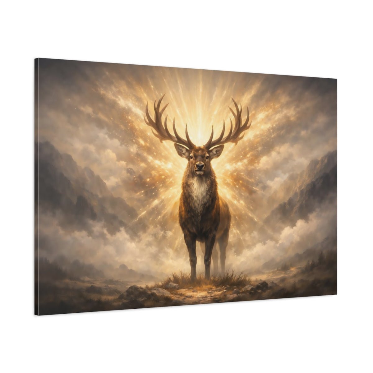 Animals Stag Golden - Canvas Wall Art Print - YesArtYes