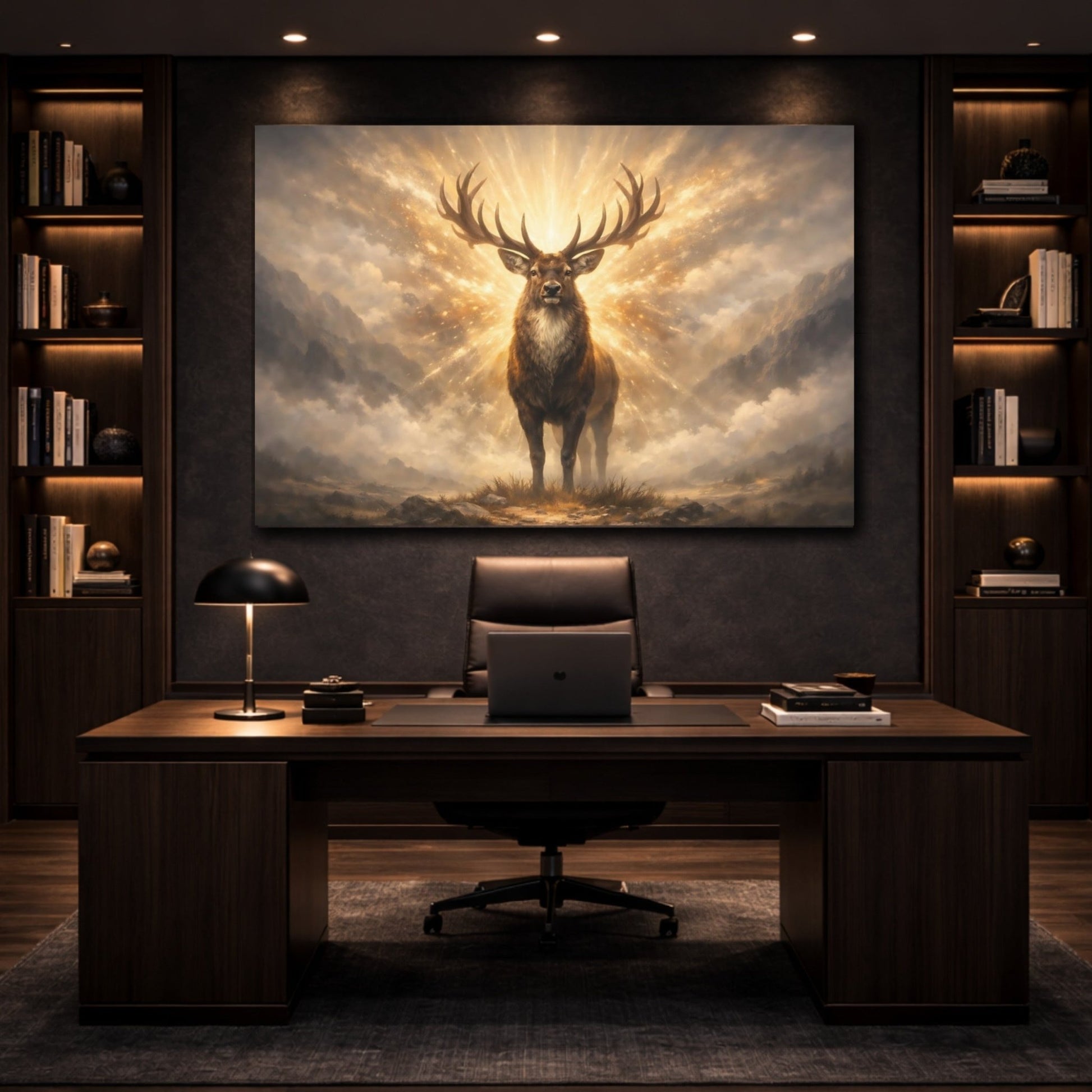 Animals Stag Golden - Canvas Wall Art Print - YesArtYes