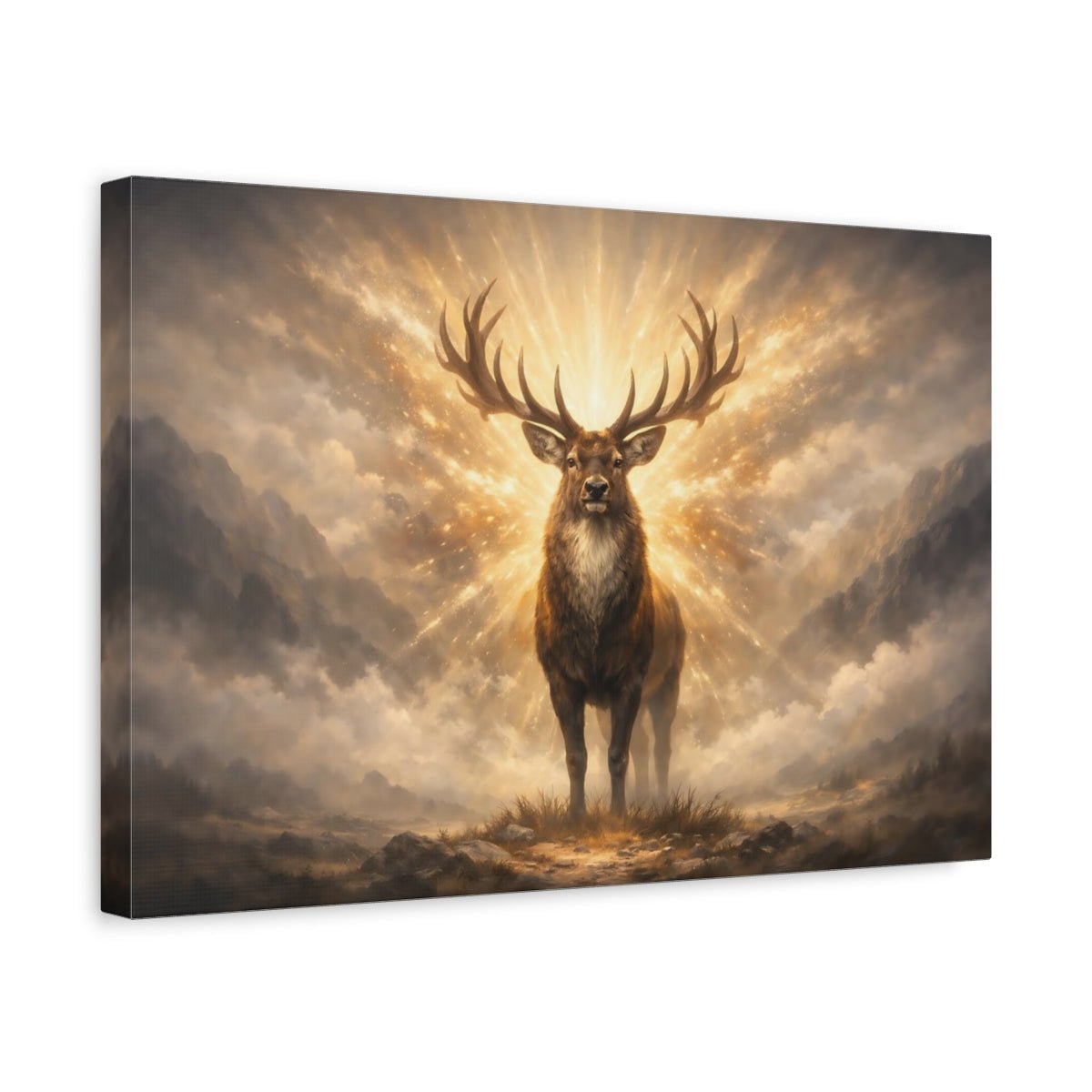 Animals Stag Golden - Canvas Wall Art Print - YesArtYes