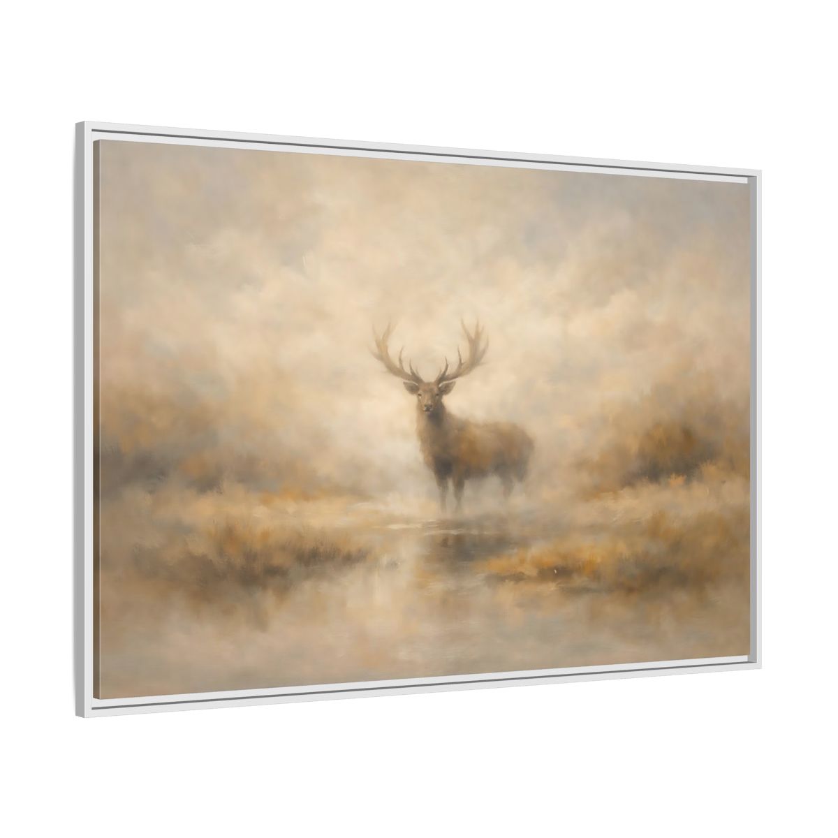 Side Mockup 7. Animals Stag Misty Brown shown as stretched canvas wall art