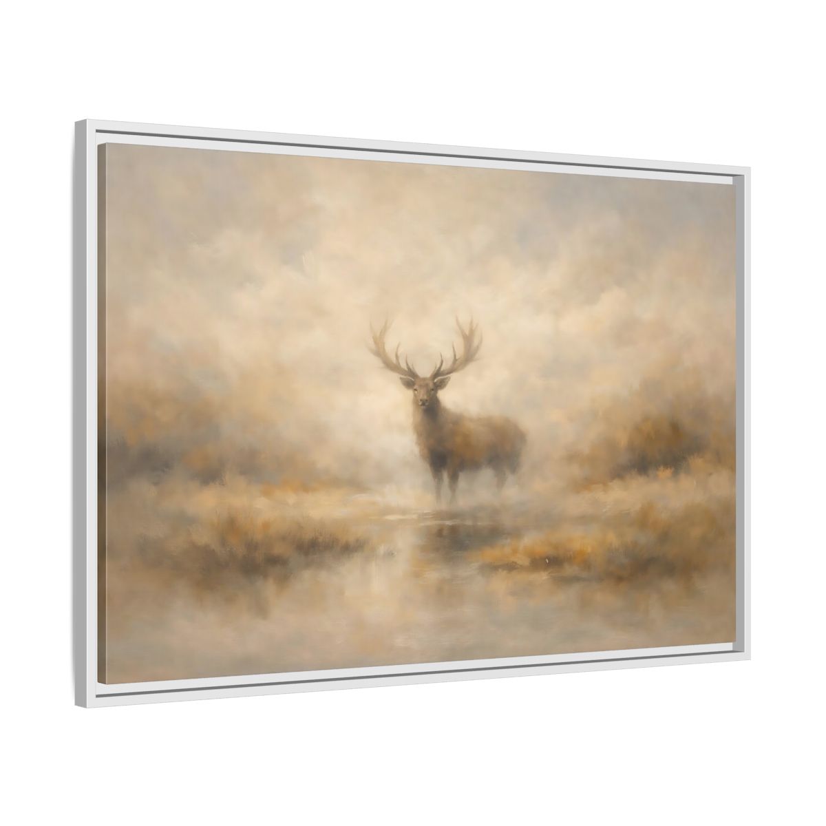 Side Mockup 8. Animals Stag Misty Brown shown as stretched canvas wall art