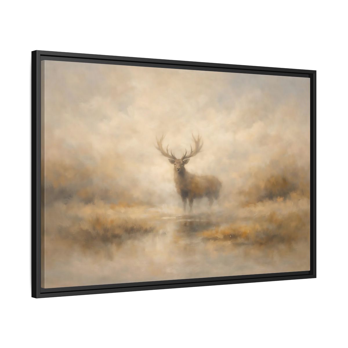 Side Mockup 13. Animals Stag Misty Brown shown as stretched canvas wall art
