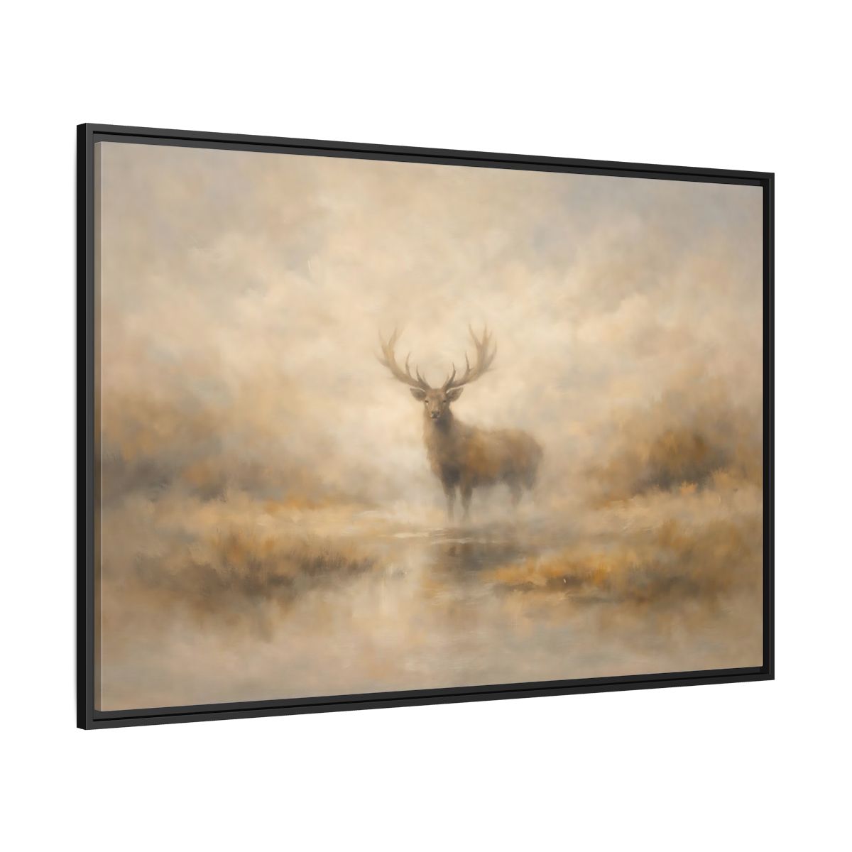Side Mockup 12. Animals Stag Misty Brown shown as stretched canvas wall art