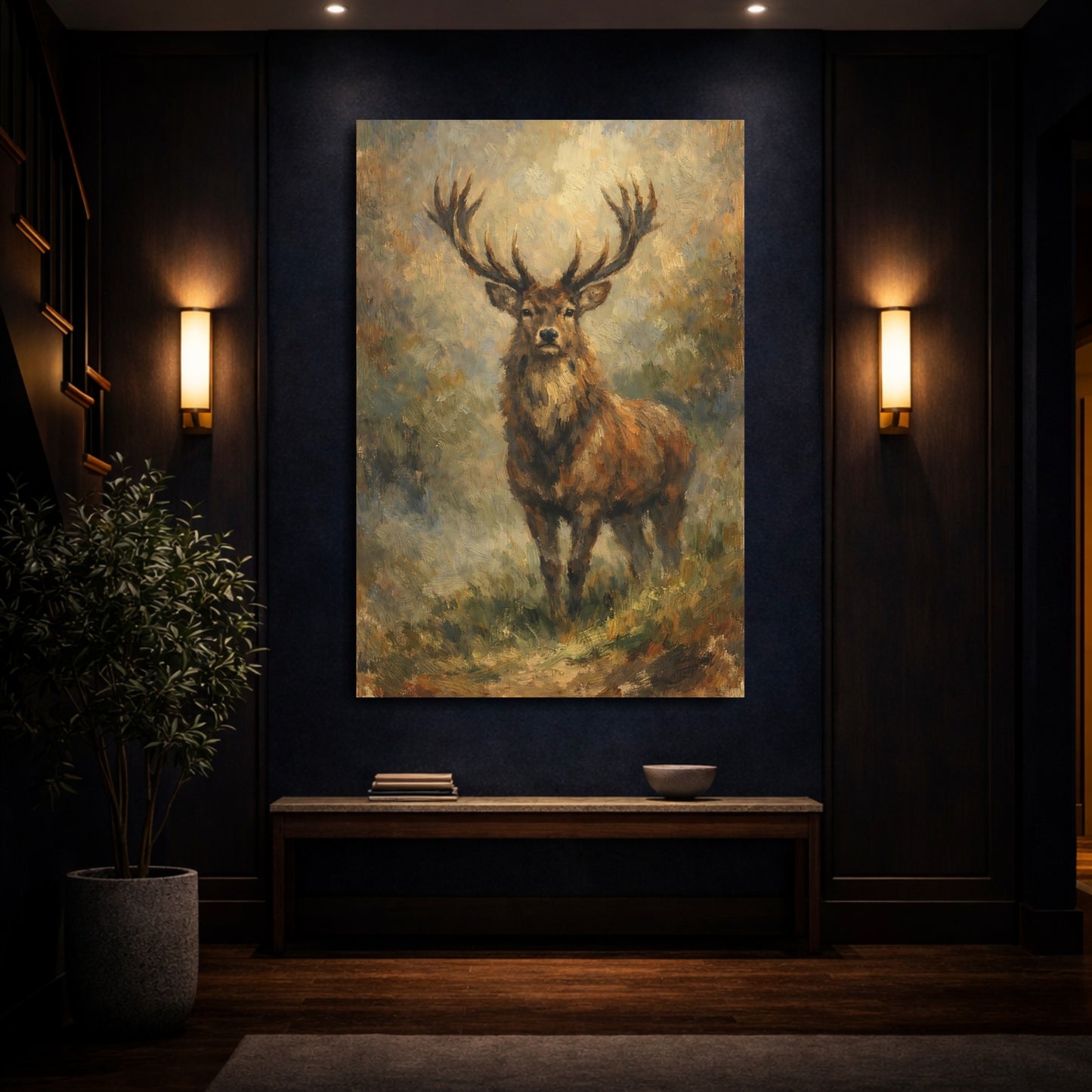 Mockup 3. Animals Stag Stag Brown shown as stretched canvas wall art