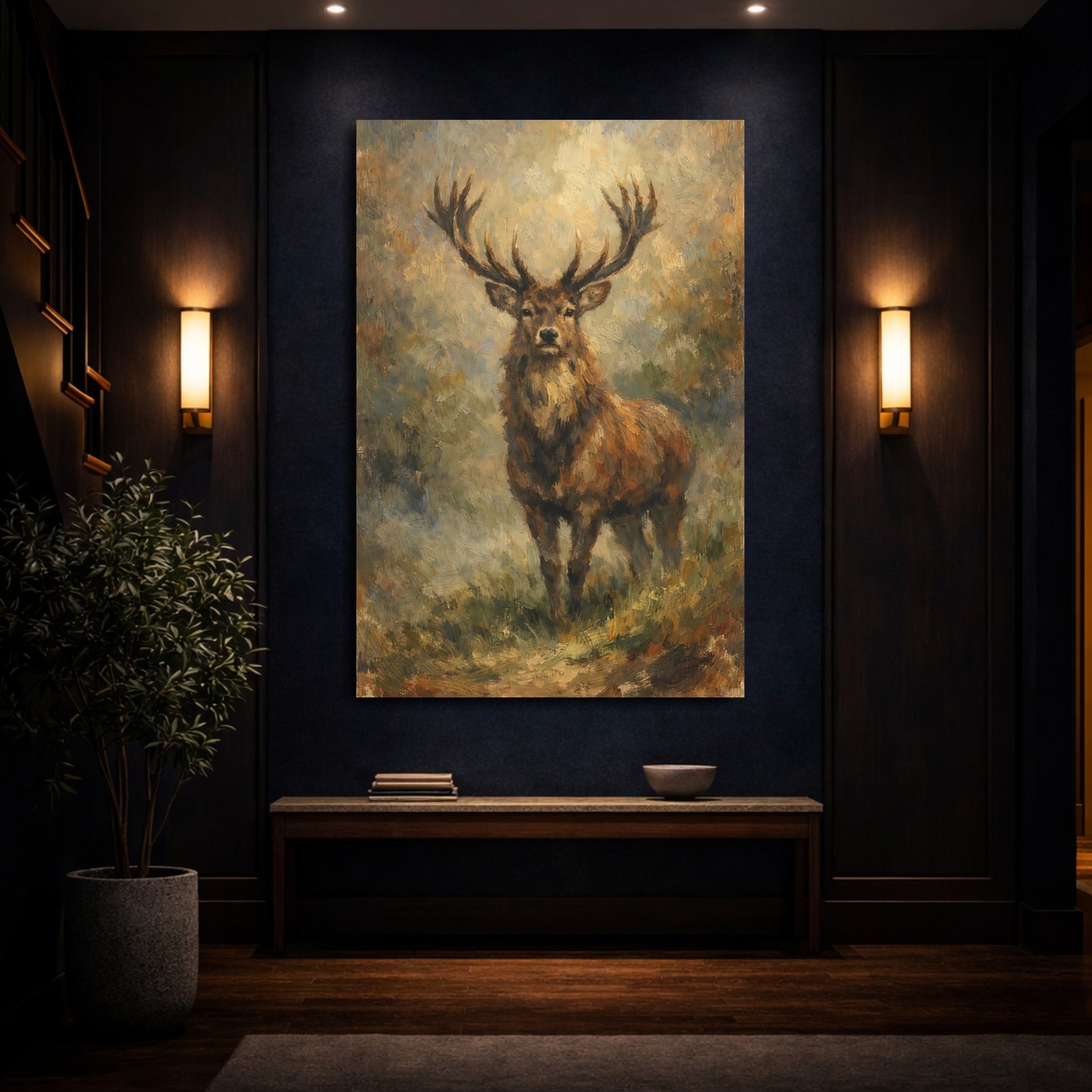 Mockup 3. Animals Stag Stag Brown shown as stretched canvas wall art