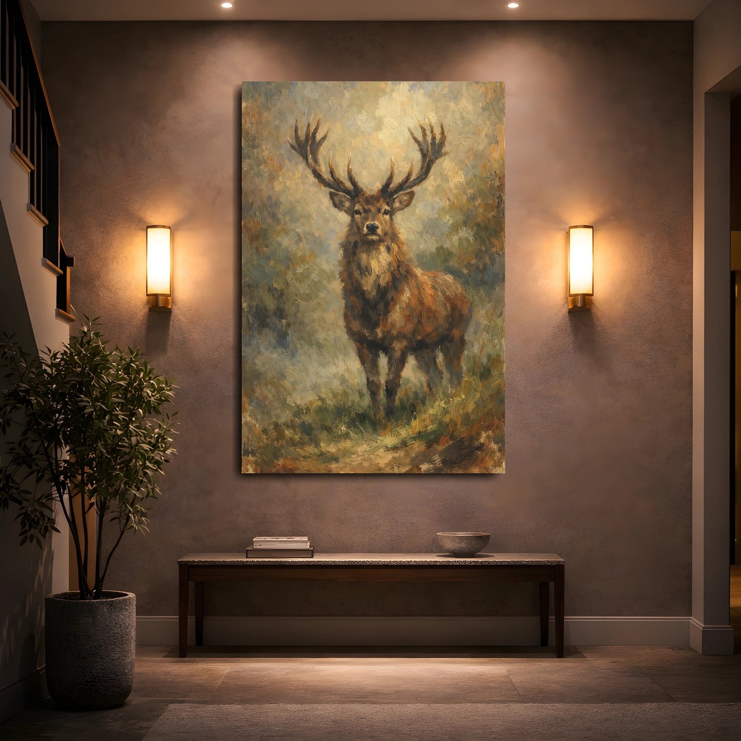 Mockup 4. Animals Stag Stag Brown shown as stretched canvas wall art