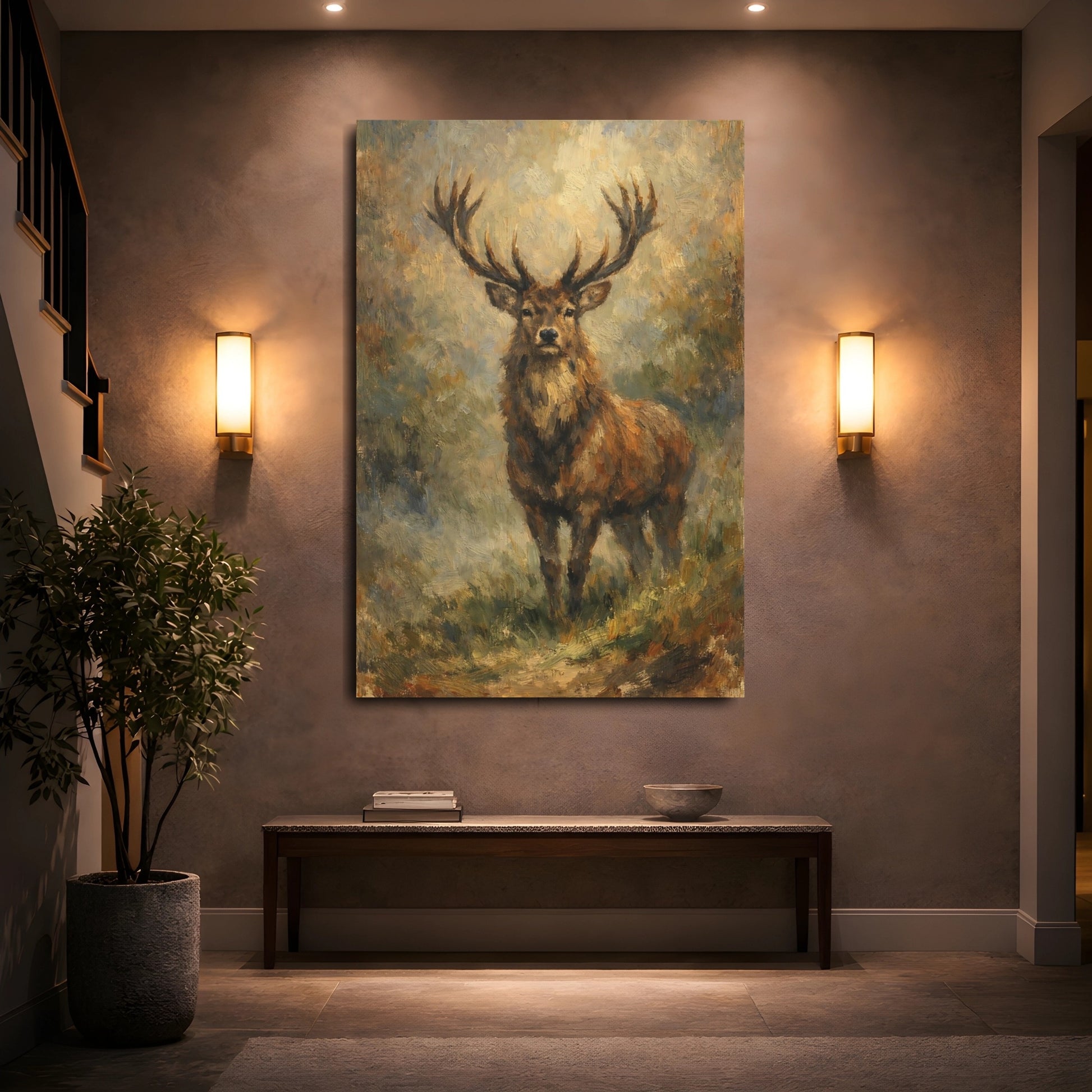 Mockup 4. Animals Stag Stag Brown shown as stretched canvas wall art