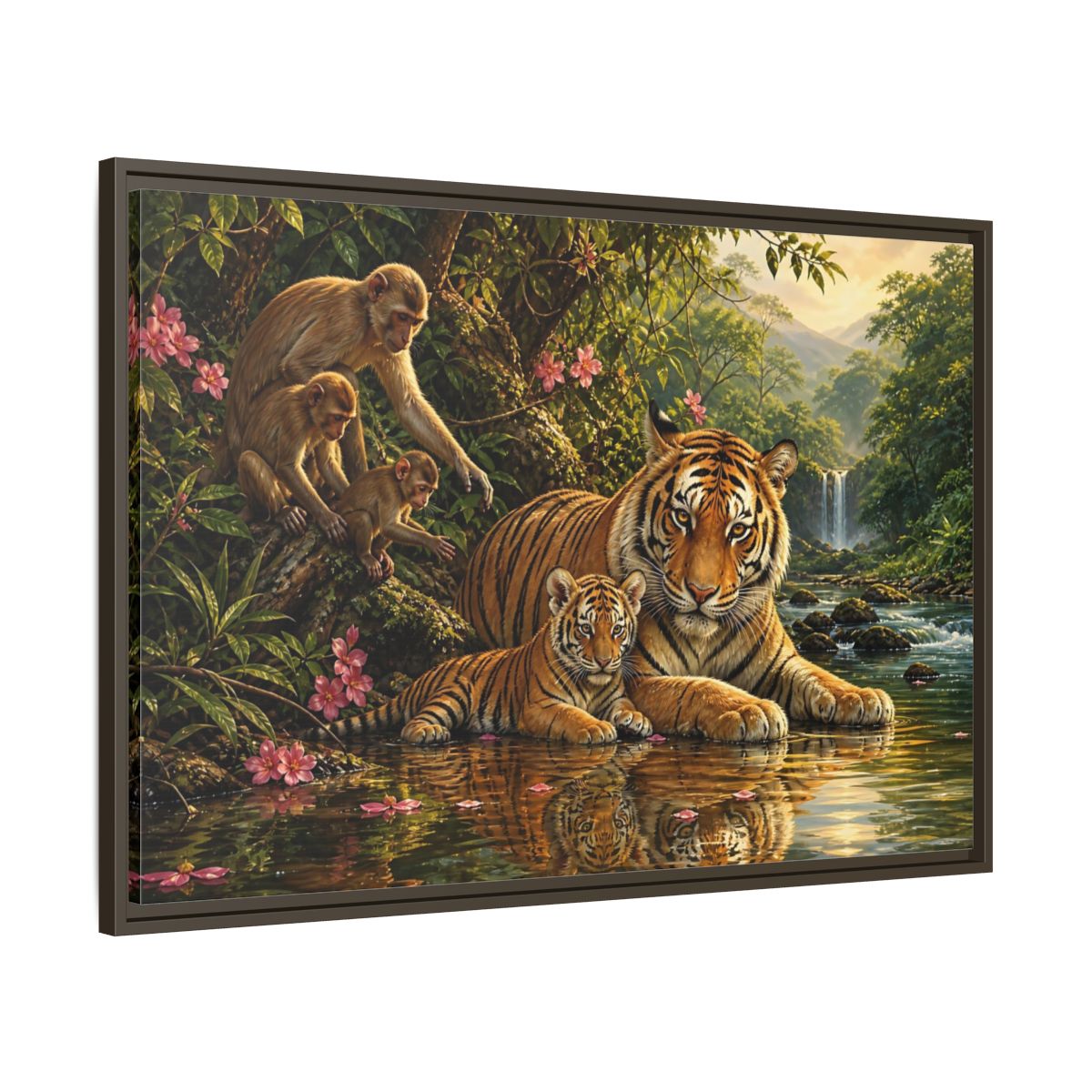 Main Mockup. Animals Tiger Family Jungle Wildlife shown as stretched canvas wall art