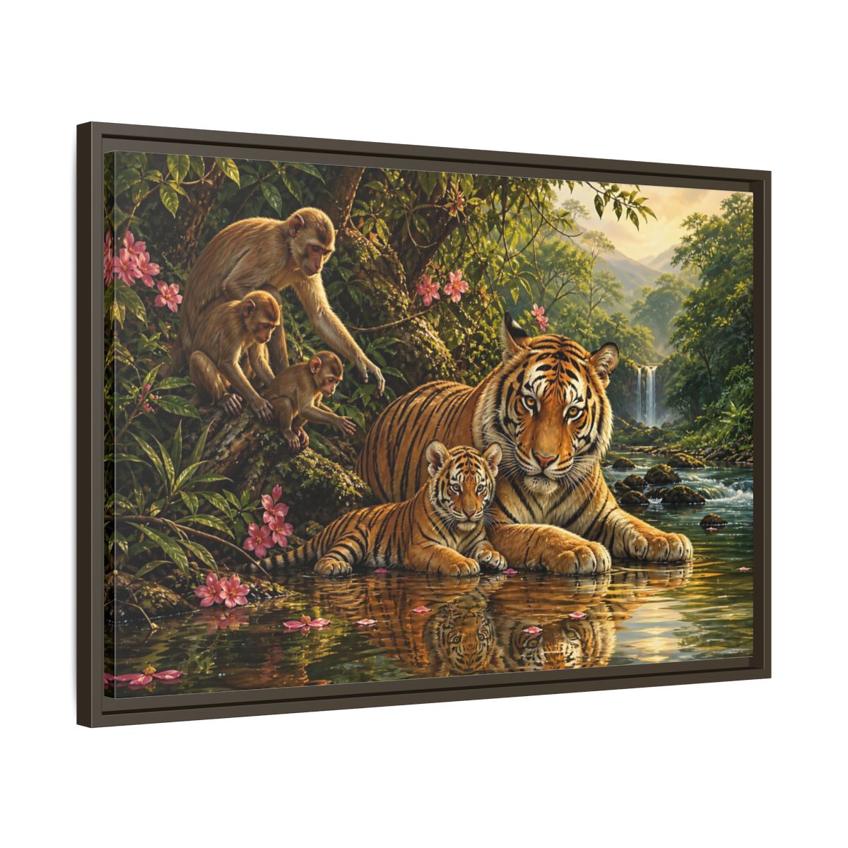 Side Mockup 11. Animals Tiger Family Jungle Wildlife shown as stretched canvas wall art