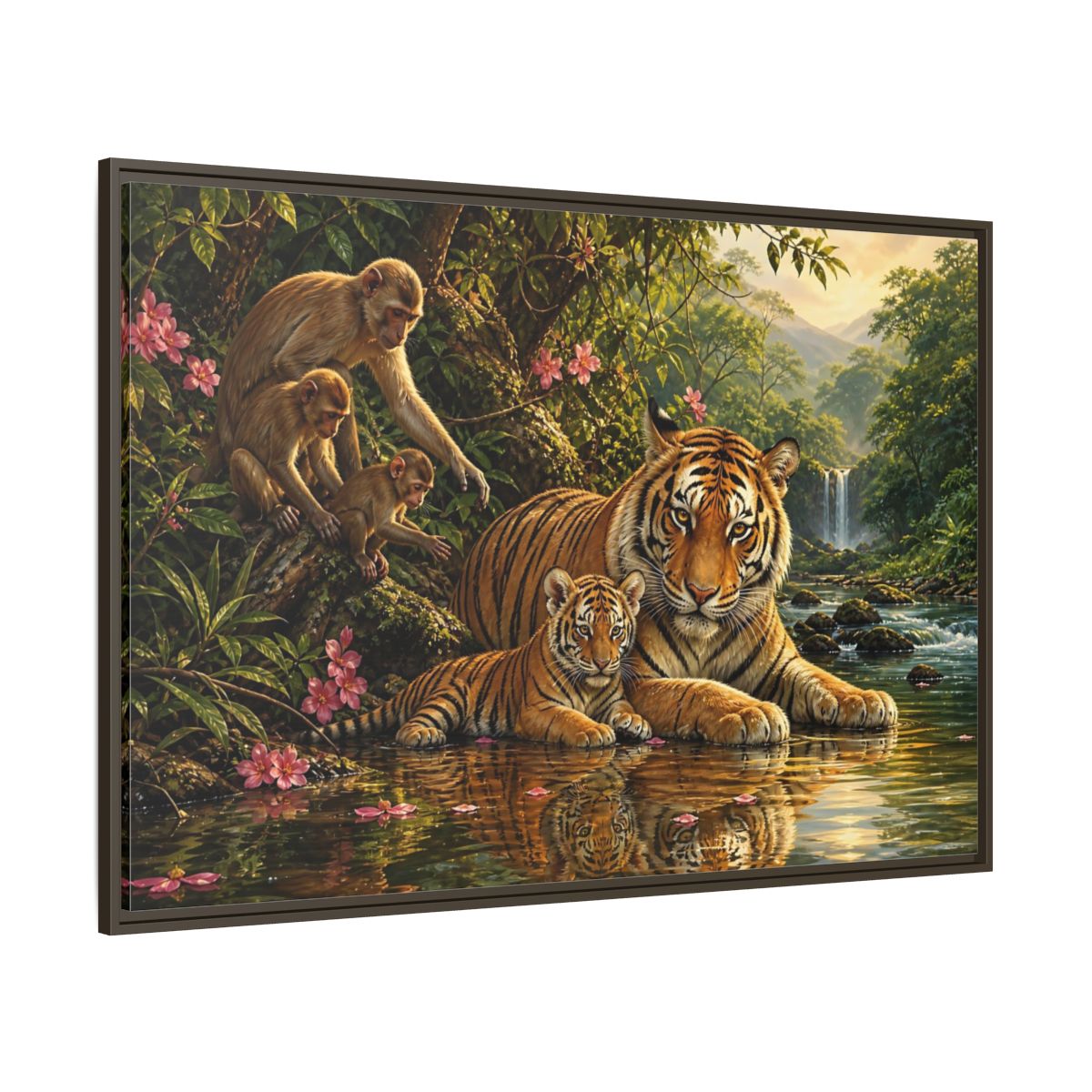 Side Mockup 8. Animals Tiger Family Jungle Wildlife shown as stretched canvas wall art
