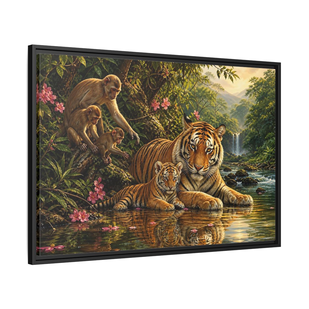 Side Mockup 13. Animals Tiger Family Jungle Wildlife shown as stretched canvas wall art
