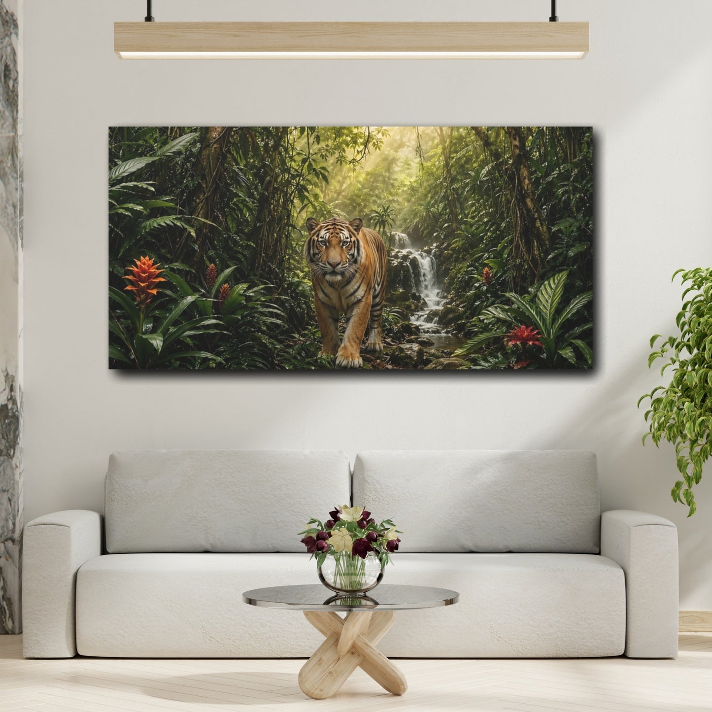 Mockup 3. Animals Tiger Jungle Tiger shown as stretched canvas wall art