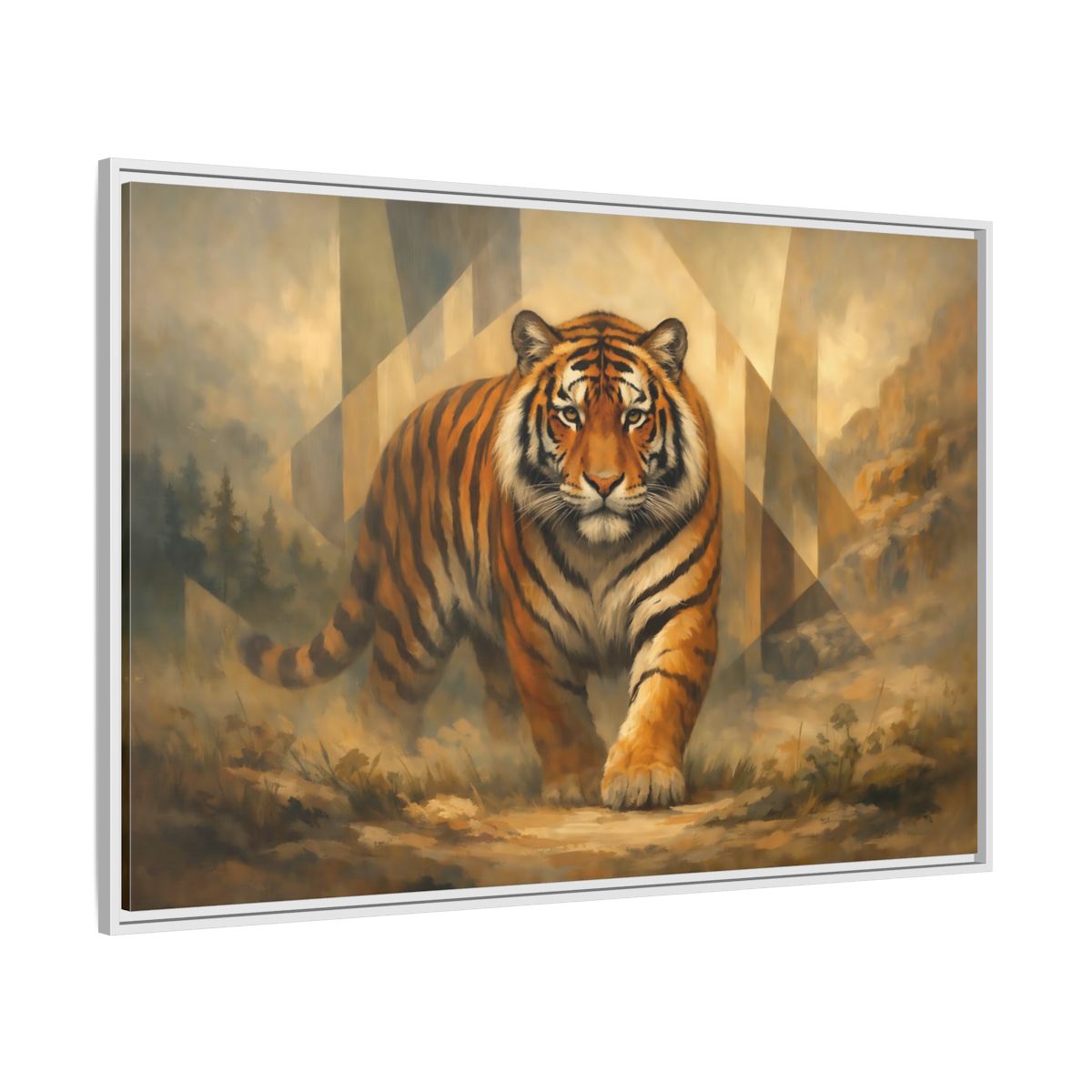 Side Mockup 7. Animals Tiger Orange Tiger Art shown as stretched canvas wall art