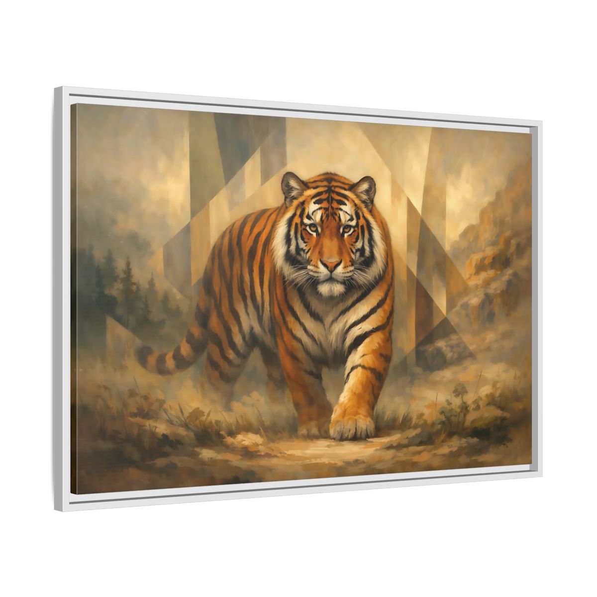 Side Mockup 8. Animals Tiger Orange Tiger Art shown as stretched canvas wall art