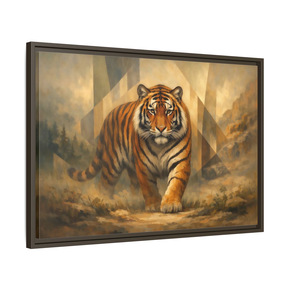 Side Mockup 11. Animals Tiger Orange Tiger Art shown as stretched canvas wall art