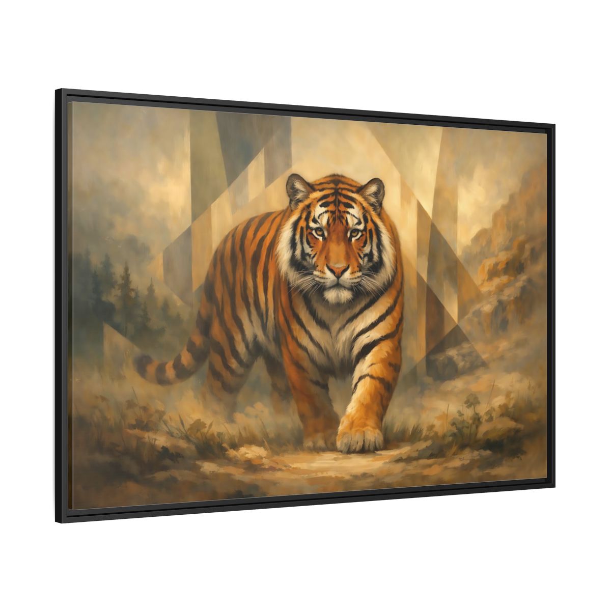 Side Mockup 12. Animals Tiger Orange Tiger Art shown as stretched canvas wall art