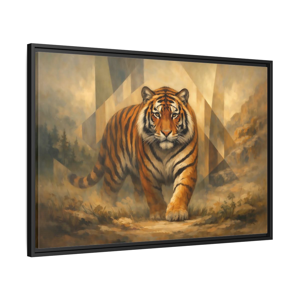 Side Mockup 13. Animals Tiger Orange Tiger Art shown as stretched canvas wall art