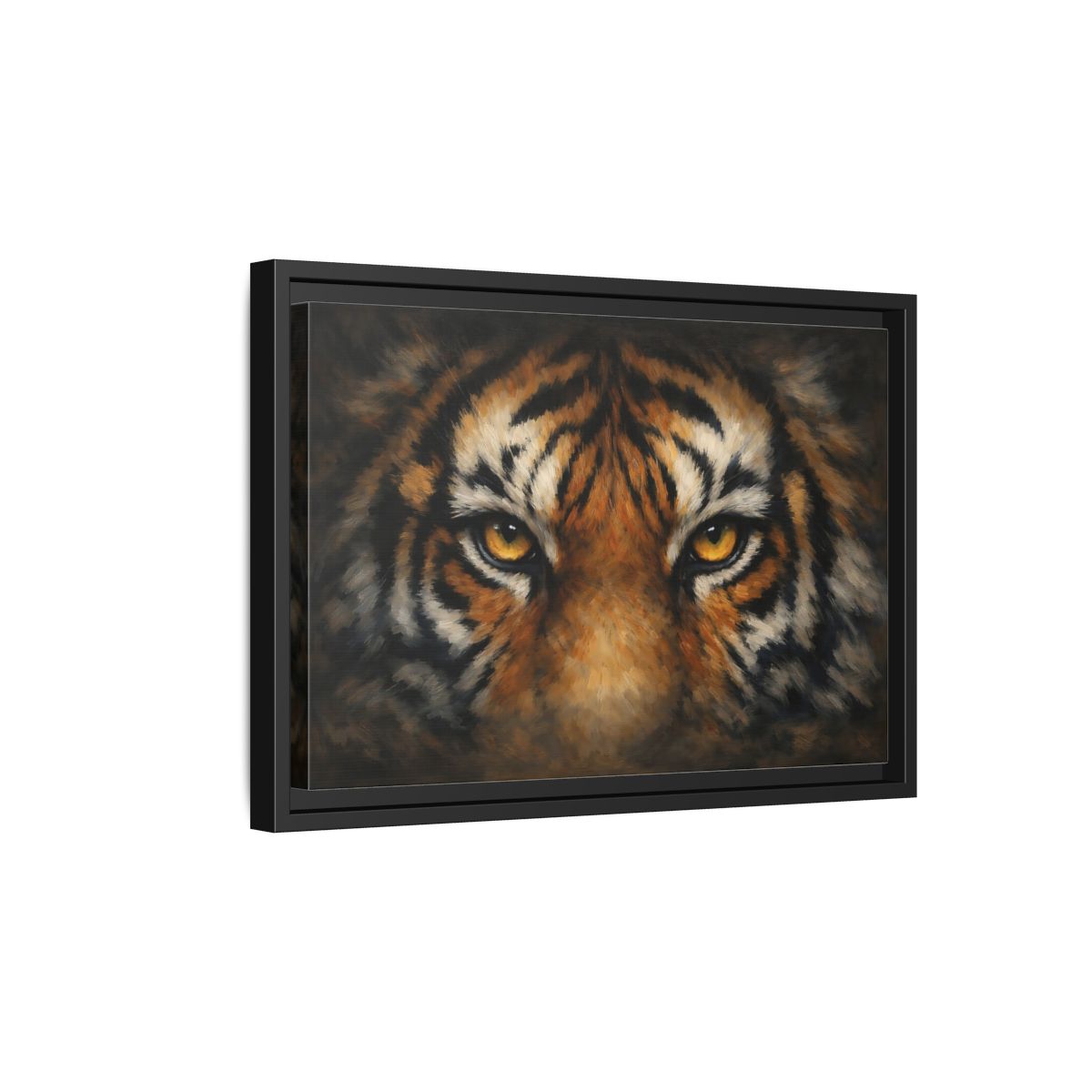 Side Mockup 6. Animals Tiger Orange Black Tiger shown as stretched canvas wall art