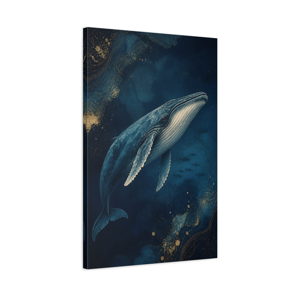 Side Mockup 2. Animals Twilight Blue Whale shown as canvas print