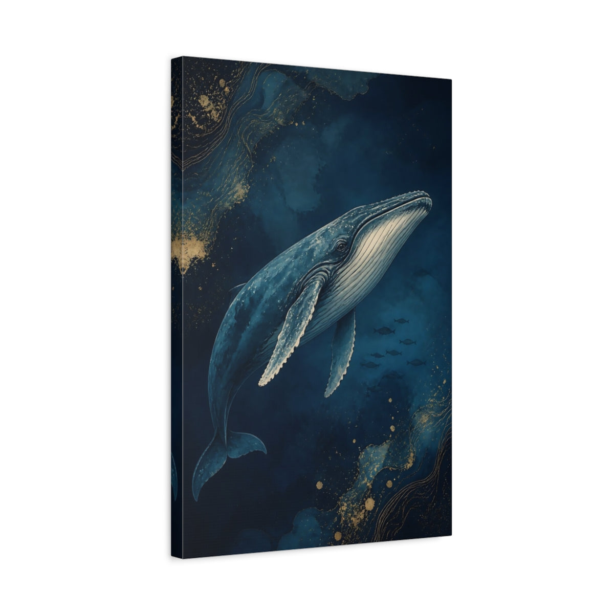 Side Mockup 3. Animals Twilight Blue Whale shown as canvas print