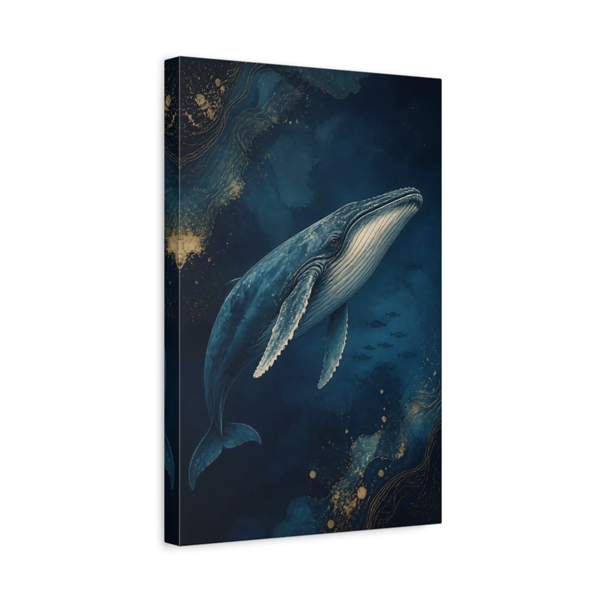 Side Mockup 4. Animals Twilight Blue Whale shown as canvas print