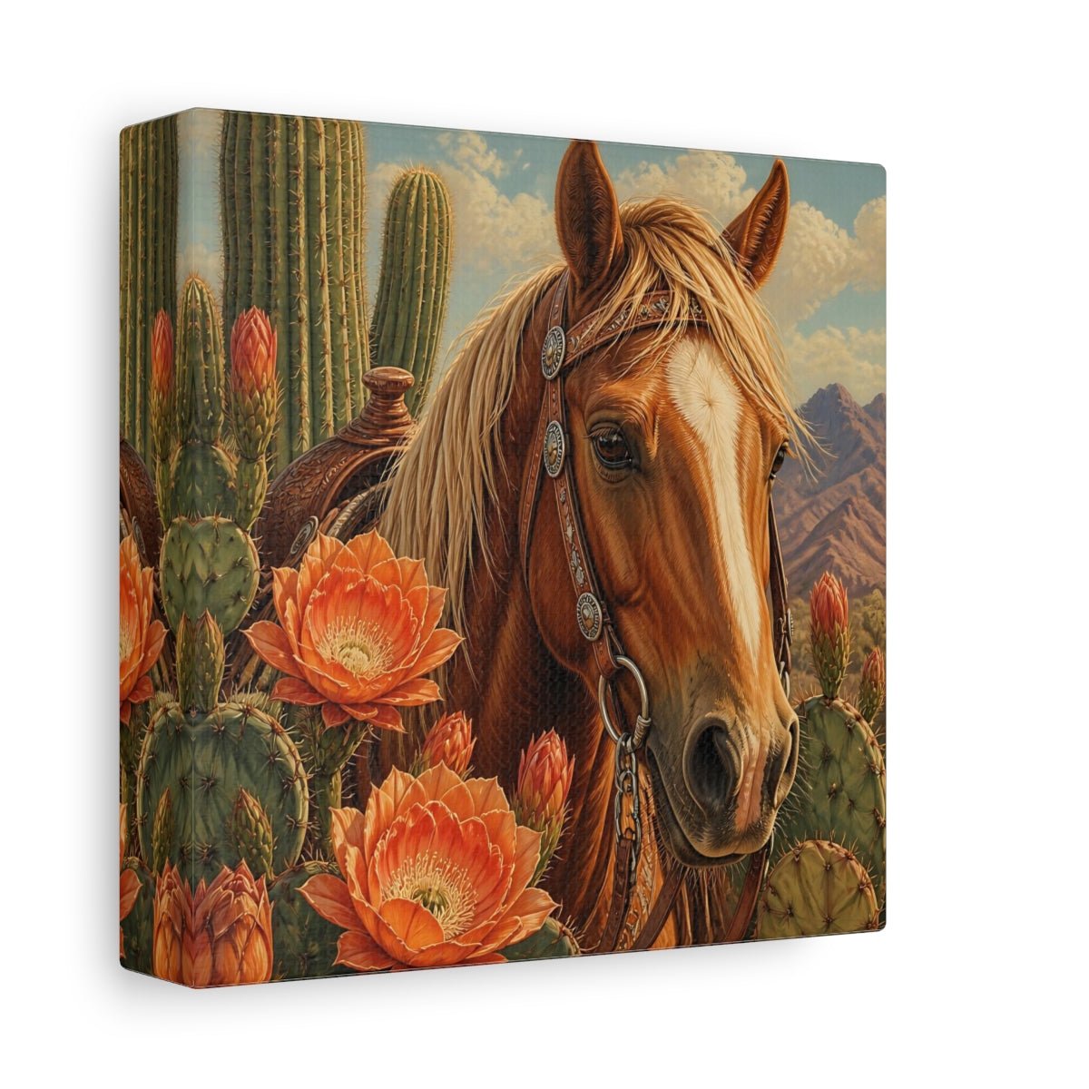 Animals Western Horse Canvas Print Wall Art – Realistic Living Room, Above Couch - YesArtYes