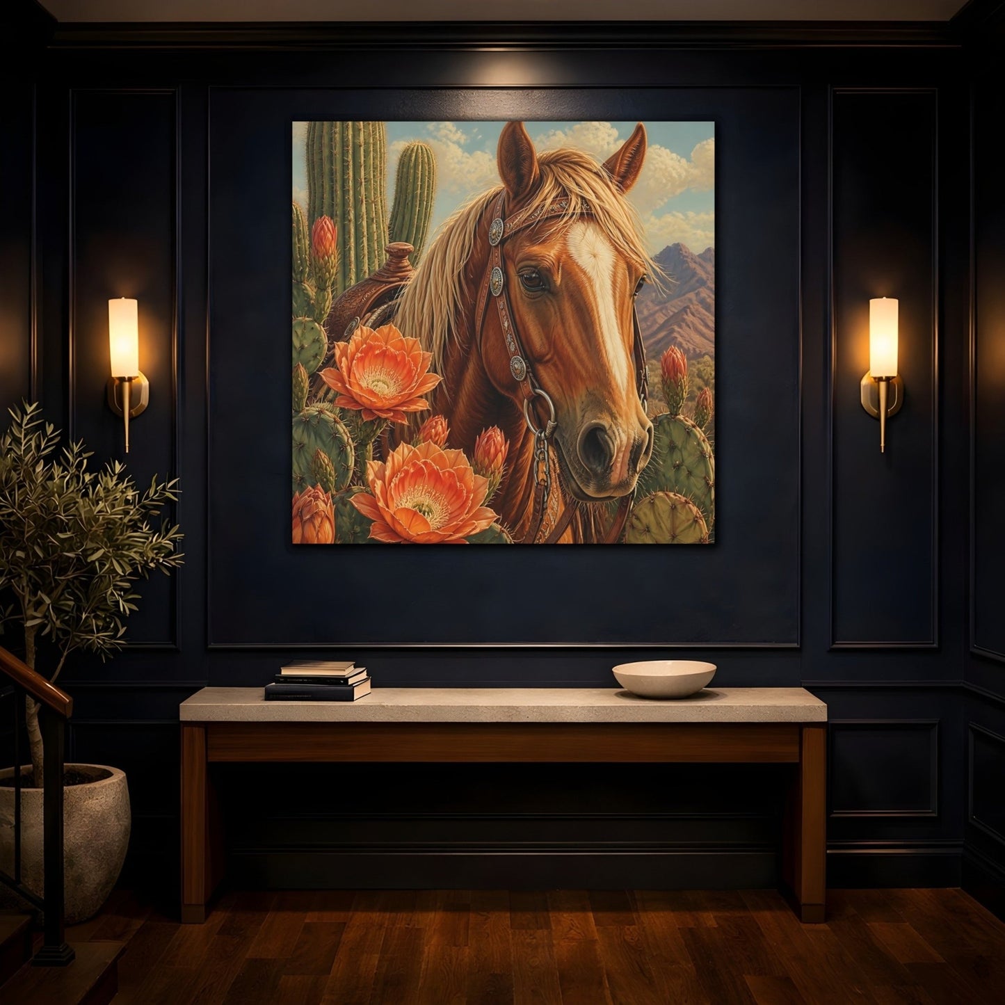Animals Western Horse Canvas Print Wall Art – Realistic Living Room, Above Couch - YesArtYes