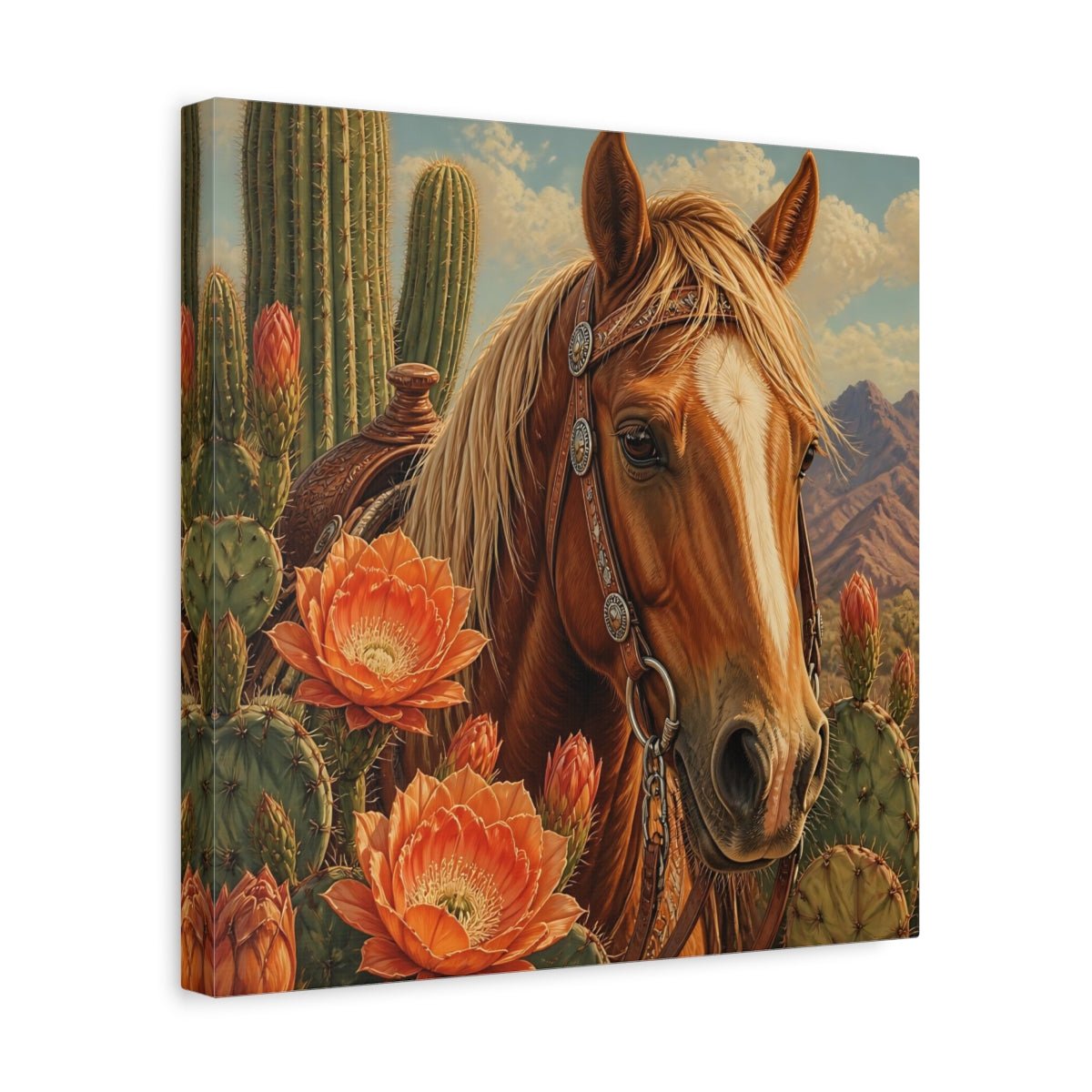 Animals Western Horse Canvas Print Wall Art – Realistic Living Room, Above Couch - YesArtYes