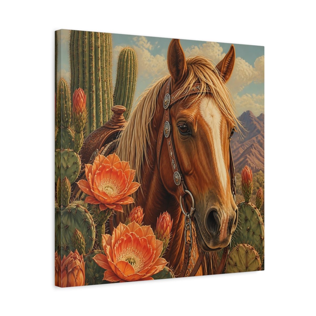 Animals Western Horse Canvas Print Wall Art – Realistic Living Room, Above Couch - YesArtYes